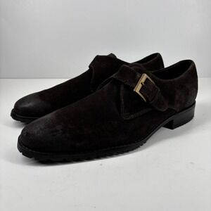 Cole Haan Air Pitney Men's US 10M Dark Brown Suede Monk Strap Dress Shoes C09806